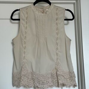 The Letter Cream Lace Trim Blouse